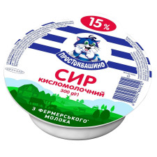 Сир кисломолочний Простоквашино 15% 300г mini slide 1