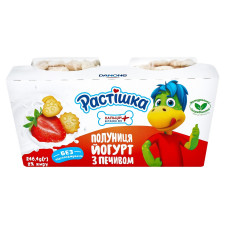 Йогурт Растішка полуниця з печивом 2% 2шт*123,2г mini slide 1