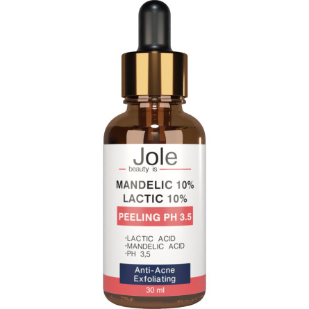 Пилинг для лица Jole Mandelic 10%+ Lactic 10% Peeling pH 3.5 с миндальной и молочной кислотами 30 мл