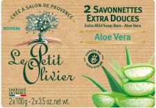 Екстраніжне мило Le Petit Olivier 100% vegetal oils soap Алое вера 2х100 г mini slide 1