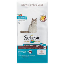 Сухий монопротеїновий корм для дорослих котів Schesir Cat Sterilized & Light з рибою 10 кг mini slide 1