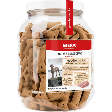 Снеки Mera good snacks pure sensitive Truthahn Reis для чутливих собак із індичкою та рисом 600 г