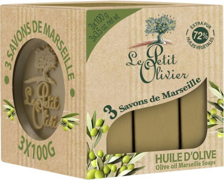 Марсельське мило Le Petit Olivier 100% vegetal oils soap Оливкова олія 3x100 г