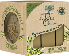 Марсельське мило Le Petit Olivier 100% vegetal oils soap Оливкова олія 3x100 г mini slide 1