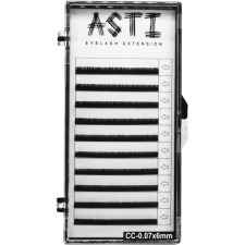 Вії для нарощування Asti Hylon Lash CC 0.07 мм x 6 мм 10 ліній Чорні mini slide 1