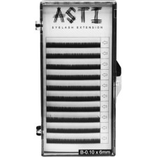 Вії для нарощування Asti Hylon Lash B 0.10 мм x 6 мм 10 ліній Чорні mini slide 1