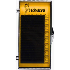 Вії для нарощування Tigress Hylon Lash C 0.05 мм x 10 мм 20 ліній Чорні mini slide 1
