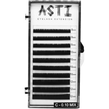 Вії для нарощування Asti Hylon Lash C 0.10 мм x mix 8,10,12 мм 10 ліній Чорні mini slide 1