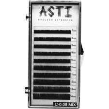 Вії для нарощування Asti Hylon Lash C 0.05 мм x mix 7-14 мм 10 ліній Чорні mini slide 1