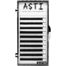Вії для нарощування Asti Hylon Lash B 0.07 мм x mix 6-8 мм 10 ліній Чорні mini slide 1