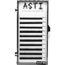 Вії для нарощування Asti Hylon Lash B 0.07 мм x mix 5-7 мм 10 ліній Чорні mini slide 1