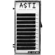 Вії для нарощування Asti Hylon Lash CC 0.07 мм x mix 13-15 мм 10 ліній Чорні mini slide 1