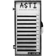 Вії для нарощування Asti Hylon Lash CC 0.07 мм x mix 5-7 мм 10 ліній Чорні mini slide 1