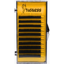 Вії для нарощування Tigress Hylon Lash B 0.07 мм x MIX 8,10,12 мм 10 ліній Чорні mini slide 1