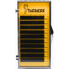 Вії для нарощування Tigress Hylon Lash B 0.10 мм x MIX 13-15 мм 10 ліній Чорні mini slide 1