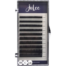 Вії для нарощування JoLee Super Mink Lash C 0.05 мм x MIX 7-14 мм 10 ліній Чорні mini slide 1