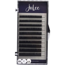 Вії для нарощування JoLee Super Mink Lash C 0.05 мм x MIX 8,10,12 мм 10 ліній Чорні mini slide 1