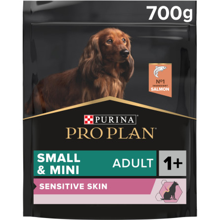 Сухой корм PRO PLAN Small&Mini Adult 1+ Sensitive Skin для взрослых собак мелких пород с чувствительной кожей, с лососем 700 г