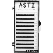 Вії для нарощування Asti Hylon Lash C 0.10 мм x 7 мм 10 ліній Чорні mini slide 1