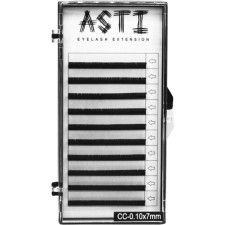 Вії для нарощування Asti Hylon Lash CC 0.10 мм x 7 мм 10 ліній Чорні mini slide 1