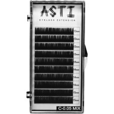 Вії для нарощування Asti Hylon Lash C 0.05 мм x mix 13-15 мм 10 ліній Чорні mini slide 1