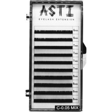 Вії для нарощування Asti Hylon Lash C 0.05 мм x mix 6-8 мм 10 ліній Чорні mini slide 1