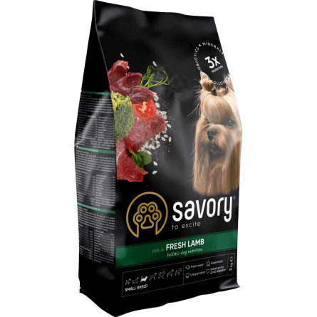 Сухой корм для собак малых пород Savory со свежим мясом ягненка 3 кг slide 1