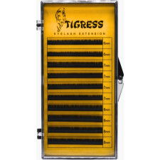 Вії для нарощування Tigress Hylon Lash B 0.07 мм x MIX 6-8 мм 10 ліній Чорні mini slide 1