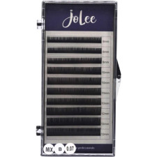 Вії для нарощування JoLee Super Mink Lash B 0.07 мм x MIX 8,10,12 мм 10 ліній Чорні mini slide 1