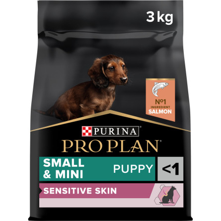 Сухой корм для щенков мелких пород с чувствительной кожей Purina Pro Plan Small&Mini Puppy <1 Sensitive Skin с лососем 3 кг
