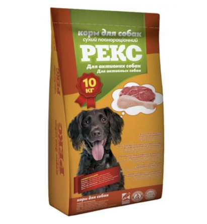 Сухой корм для активных собак РЕКС 10 кг 18316