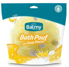 Тревел-мочалка Balmy Naturel Bath Pouf With Soap Pieces зі шматочками мила й екстрактом банана mini slide 1