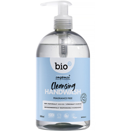 Рідке дезінфікувальне мило Bio-D Sanitising Hand Wash Fragrance Free без аромату 500 мл slide 1