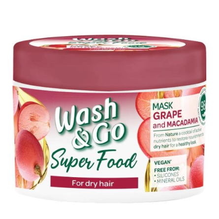 Маска для сухих волос WashGo Super Food Питательная Виноград и макадамия 300 мл