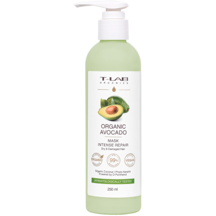 Маска T-Lab Organics Organic Avocado Mask для сухих и поврежденных волос 250 мл