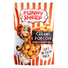 Попкорн Funny Sheep у карамелі з арахісом та арахісовим маслом 100г mini slide 1