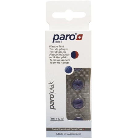 2-кольорові таблетки для індикації зубного нальоту Paro Swiss plak 10 шт slide 1