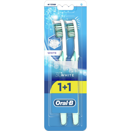 Набір зубних щіток Oral-B 1+1 3D White Відбілювання середньої жорсткості slide 1