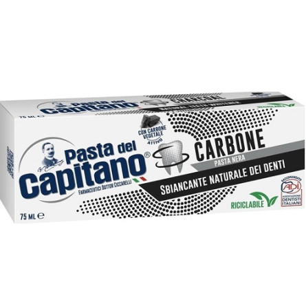 Зубна паста Pasta del Capitano Charcoal з активованим вугіллям 100% 75 мл
