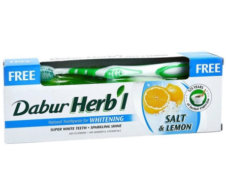 Зубна паста Dabur Herb'l Вибілювальна сіль і лимон 150 г + щітка slide 1