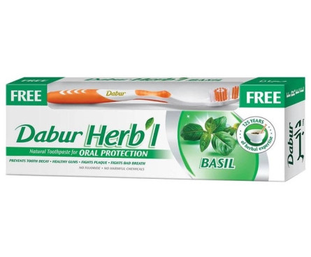 Зубная паста Dabur Herb'l Базилик 150 г + щетка
