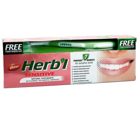 Зубная паста Dabur Herb'l Для чувствительных зубов 150 г + щетка