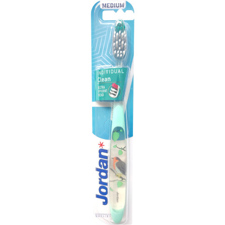 Дизайнерская зубная щетка Jordan Individual Clean Бирюзовая с птичкой