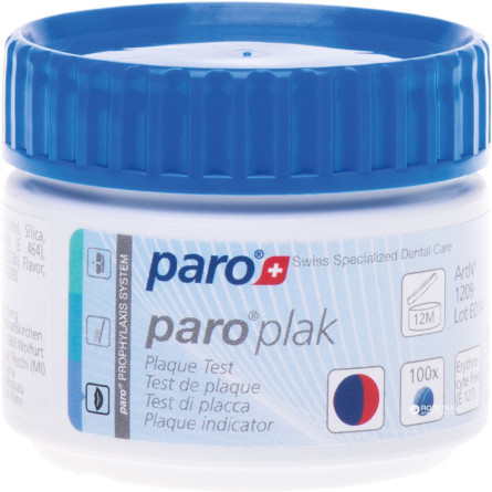 2-кольорові таблетки для індикації зубного нальоту Paro Swiss plak 100 шт slide 1