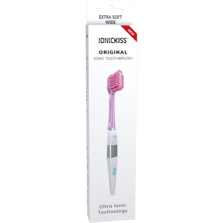 Ионная зубная щетка IONICKISS Ultra soft Очень мягкая широкая Розовая