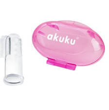 Зубна щітка-масажер Akuku силіконова в рожевому чохлі (A0265) mini slide 1
