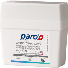 Медичні зубочистки середнього розміру Paro Swiss fresh-sticks з м'ятним смаком 96 шт. (7.1755) mini slide 1
