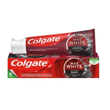 Зубна паста Colgate Max White Charcoal Optic white відбілююча з вугіллям 75 мл