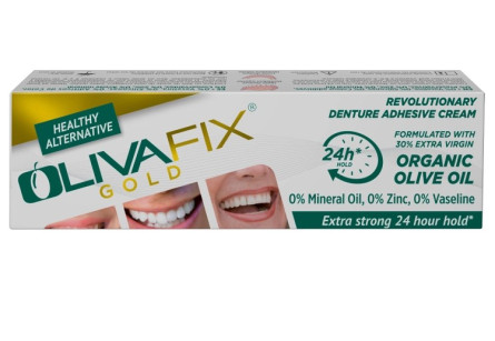 Крем для фіксації зубних протезів OlivaFix Gold з оливковою олією 15 г slide 1