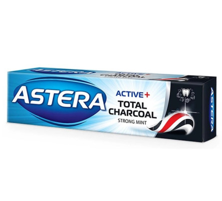 Зубная паста Astera Active + Total Charcoal Комплексный уход с активированным углем 100 мл